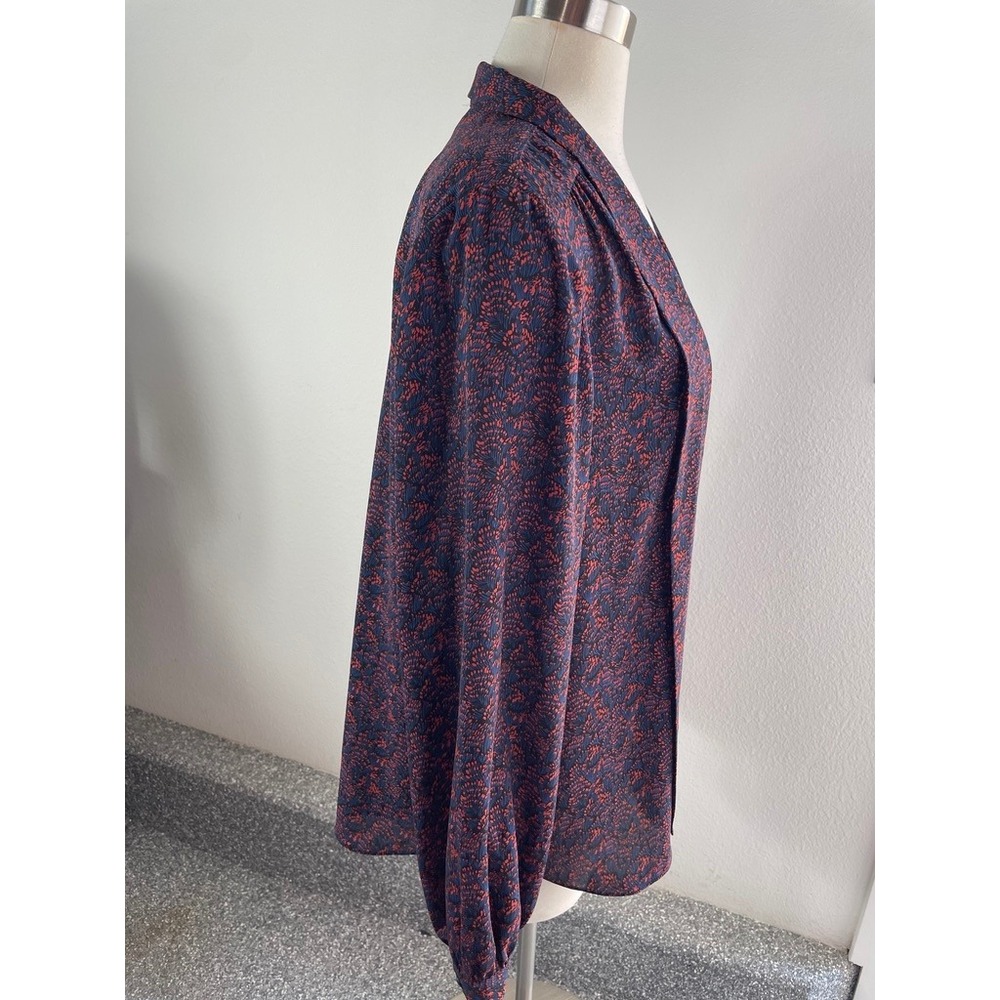 NYDJ Womens Large Long Sleeve Blouse Tie Neck Button Up Tunic Top - Picture 6 of 8